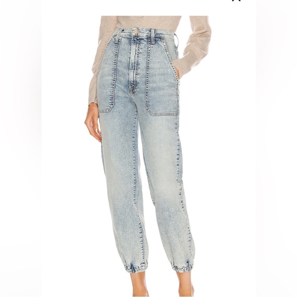 Mother The Wrapper Patch Acid Wash High-Rise Light Wash Women's Jeans